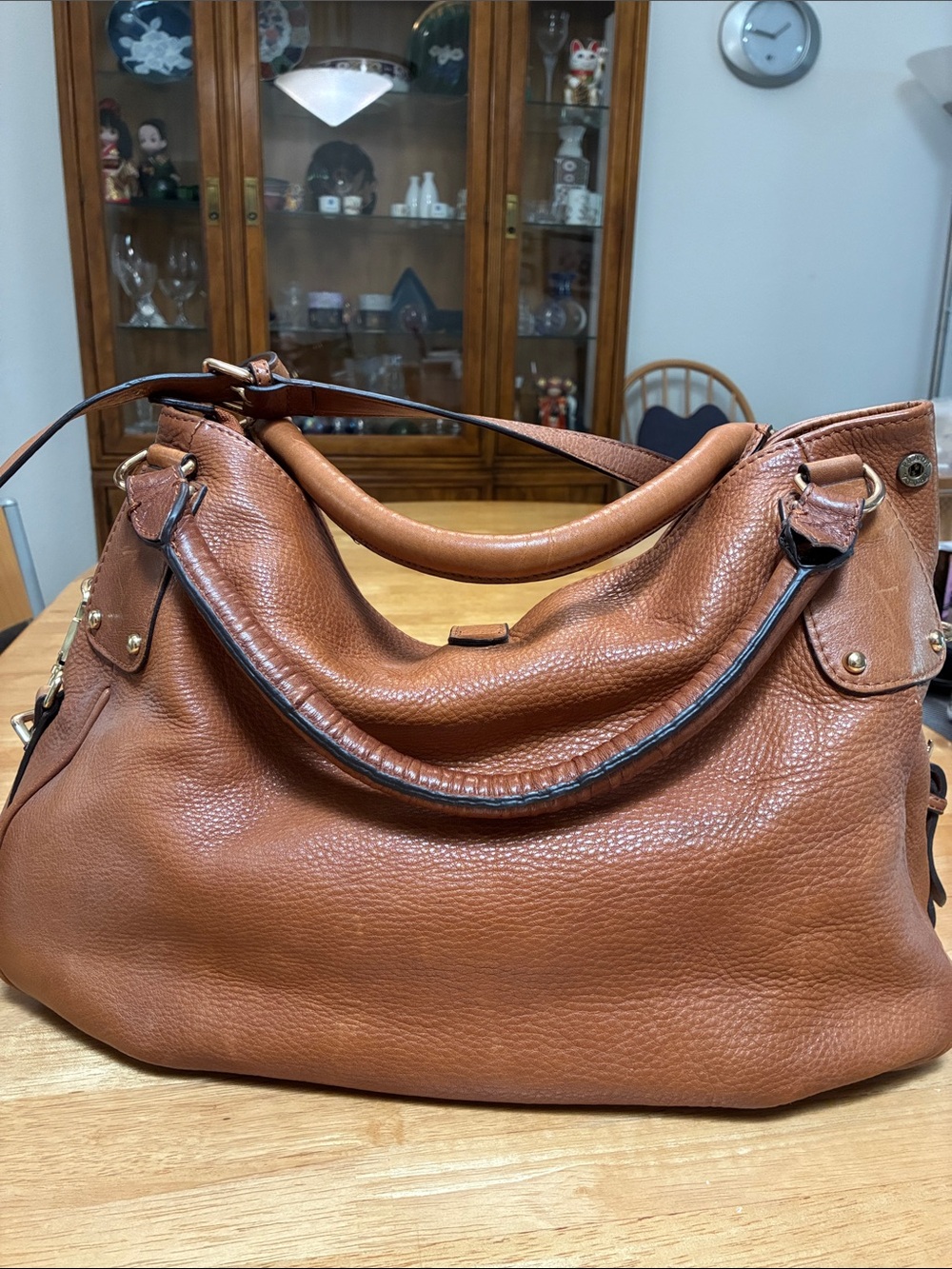 Prada Cognac Brown Leather Shoulder Bag with Heart Charm - Picture 5 of 11